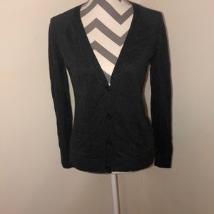 Charcoal gray button down cardigan with pockets